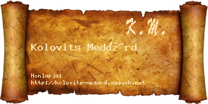 Kolovits Medárd névjegykártya